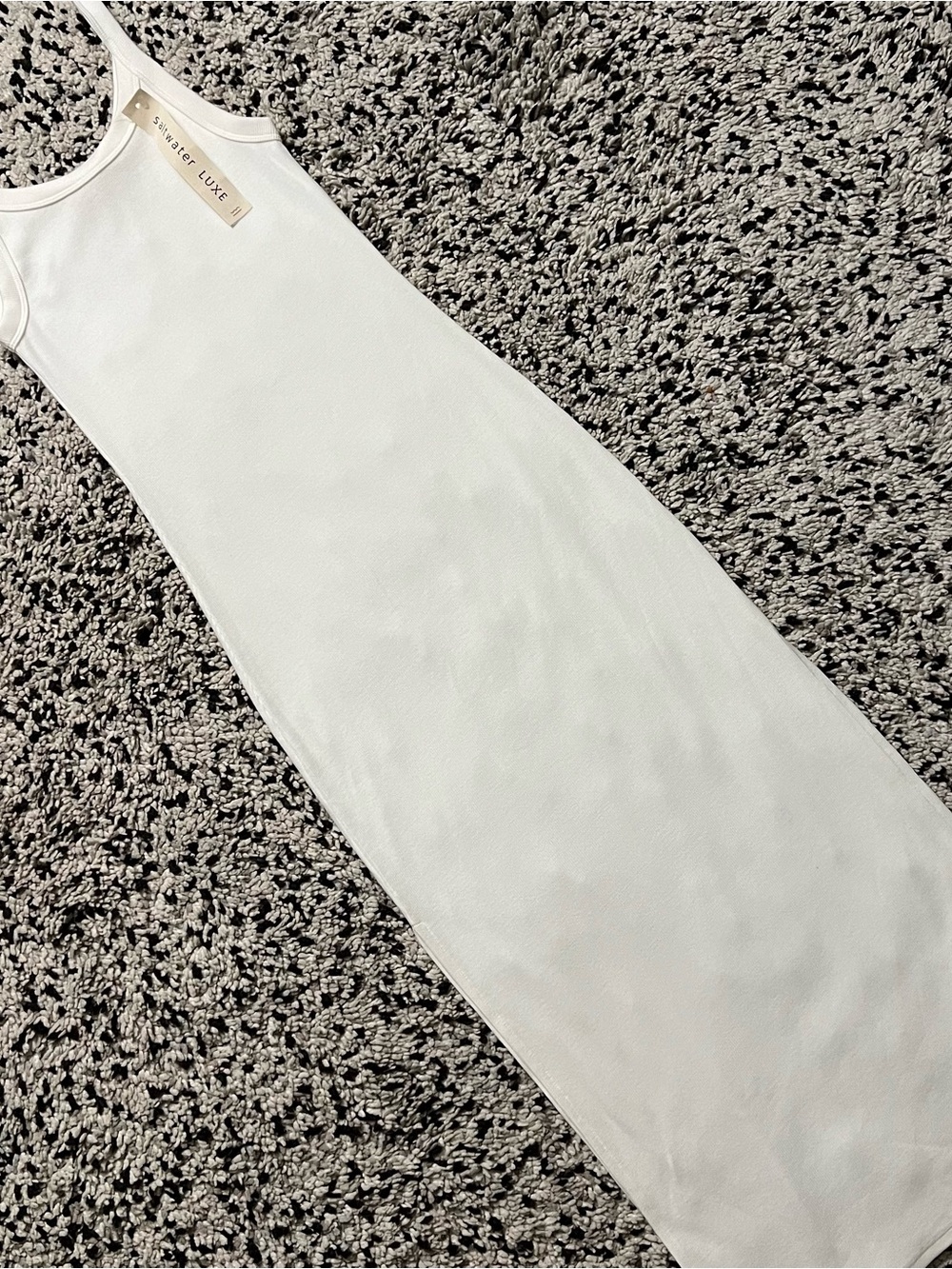 Saltwater Luxe Salt White Tank Midi Dress Side Slits Stretch Women’s Size Small - Picture 3 of 13